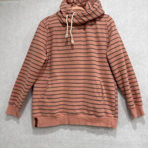 Ampersand Avenue Sweatshirt Womens XXL Pink Stripe Cowl Neck Fleece Pullover